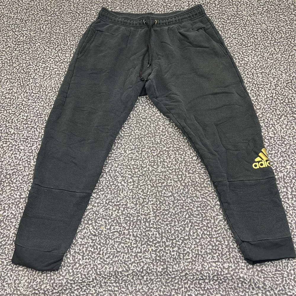 Adidas Sweatpants Men Large Black Drawstring Pockets Outdoor Adult 32x28